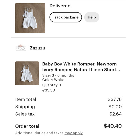 Etsy Linen Baby White Overalls Sz 3-6m Small Shop - Picture 3 of 3